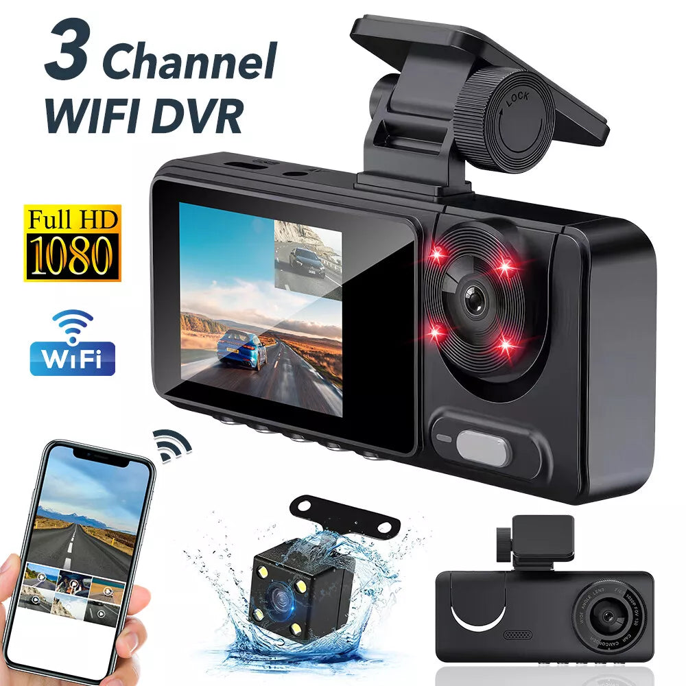 1080P Dual Lens Dash Cam for Cars, Front and Inside, Full HD 1080P Car Camera with Loop Recording, Car Tachograph with Night Vision, 24-Hour Parking Mode, G Sensor, Motion Detection