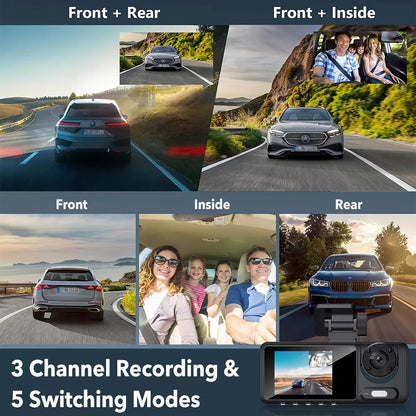 1080P Dual Lens Dash Cam for Cars, Front and Inside, Full HD 1080P Car Camera with Loop Recording, Car Tachograph with Night Vision, 24-Hour Parking Mode, G Sensor, Motion Detection