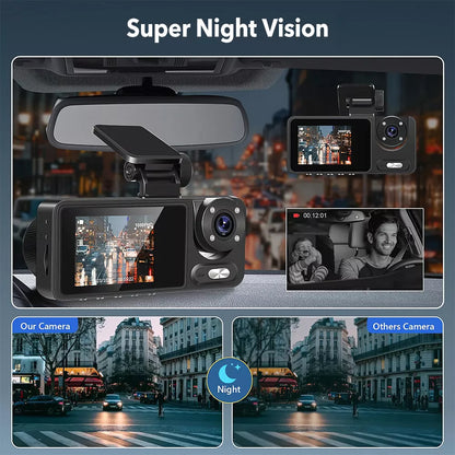 1080P Dual Lens Dash Cam for Cars, Front and Inside, Full HD 1080P Car Camera with Loop Recording, Car Tachograph with Night Vision, 24-Hour Parking Mode, G Sensor, Motion Detection