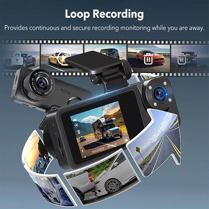 1080P Dual Lens Dash Cam for Cars, Front and Inside, Full HD 1080P Car Camera with Loop Recording, Car Tachograph with Night Vision, 24-Hour Parking Mode, G Sensor, Motion Detection