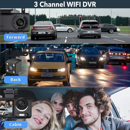 1080P Dual Lens Dash Cam for Cars, Front and Inside, Full HD 1080P Car Camera with Loop Recording, Car Tachograph with Night Vision, 24-Hour Parking Mode, G Sensor, Motion Detection